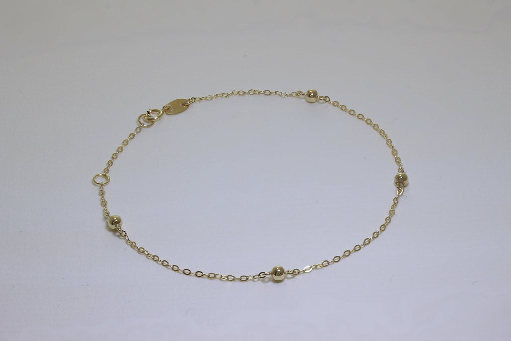 9 Karat Gold Gehämmert Spuren Pompon 18 cm Verlängerungs Armband