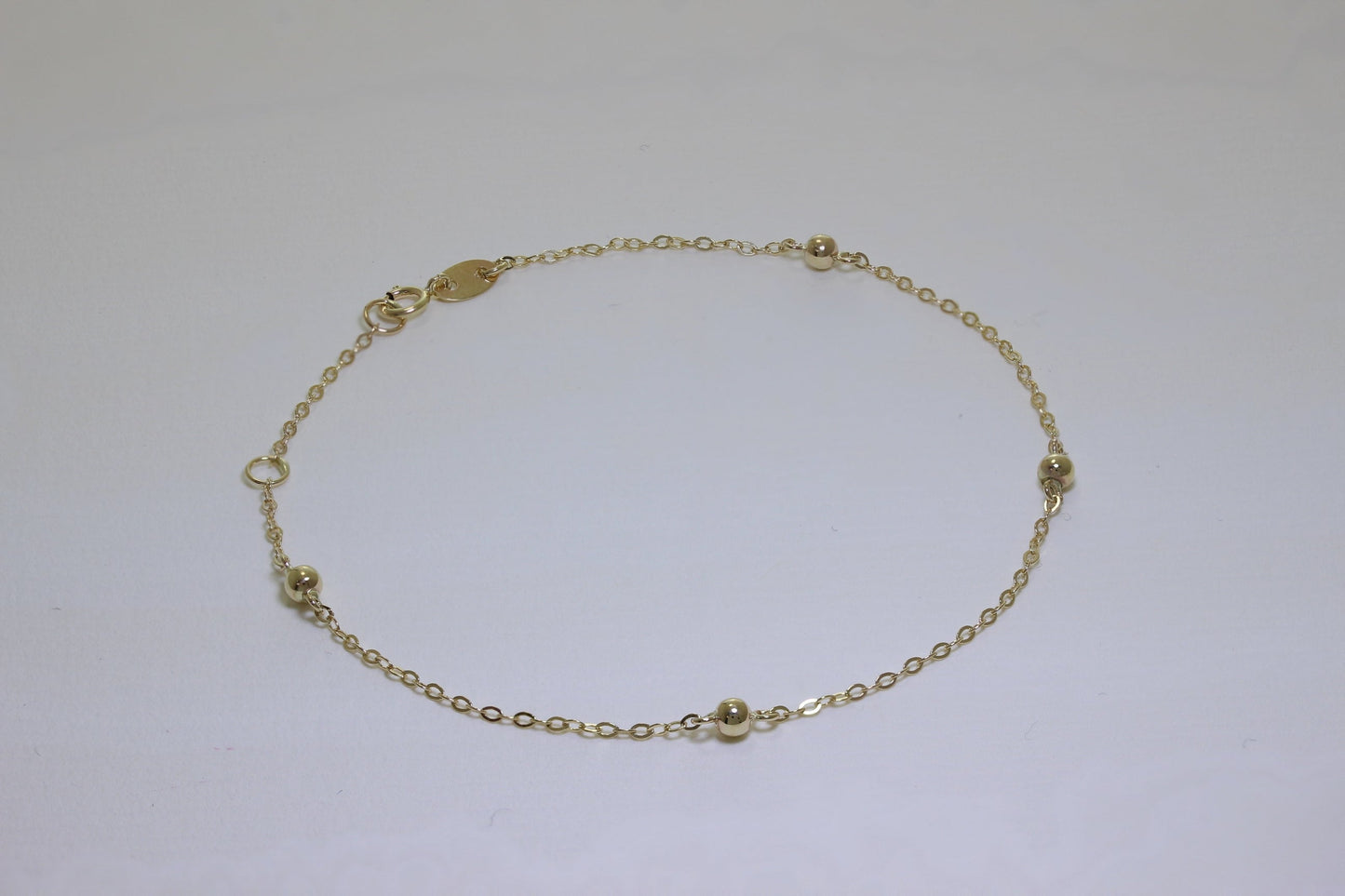 9 Karat Gold Gehämmert Spuren Pompon 18cm Verlängerungs Armband
