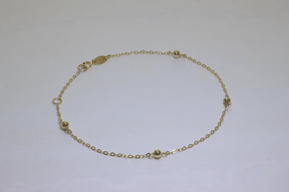 9 Karat Gold Gehämmert Spuren Pompon 18cm Verlängerungs Armband