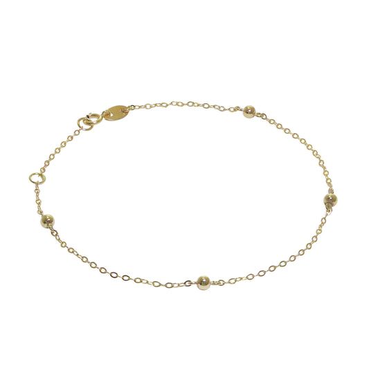 9 Karat Gold Gehämmert Spuren Pompon 18cm Verlängerungs Armband