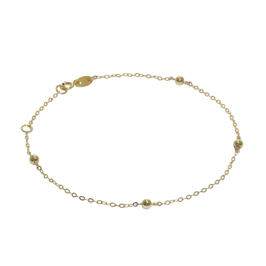 9 Karat Gold Gehämmert Spuren Pompon 18 cm Verlängerungs Armband