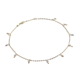 9 Karat Gold 25,5 cm Verlängerungs Fußkette & 2 mm Klar CZ Kristall Anhänger