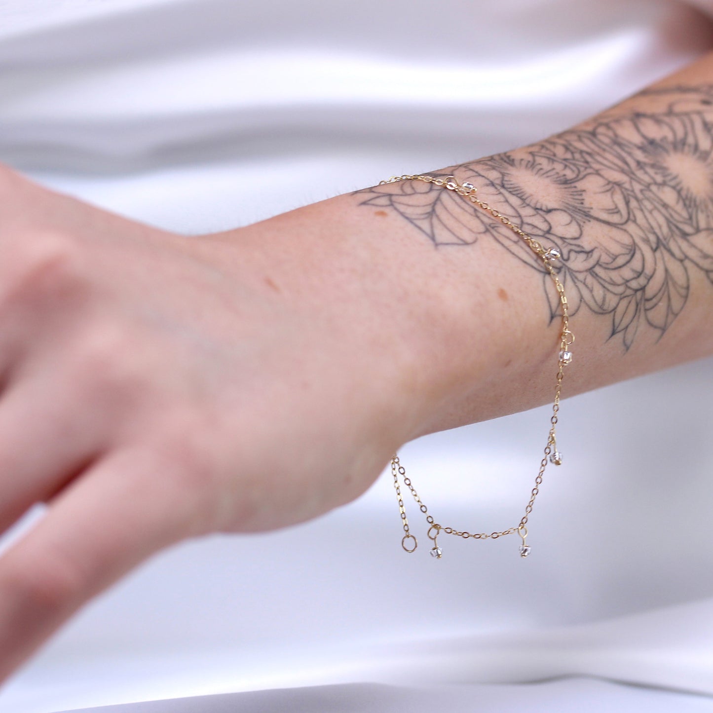 9 Karat Gold 20,5cm Verlängerungs Armband mit Klar Anhängern