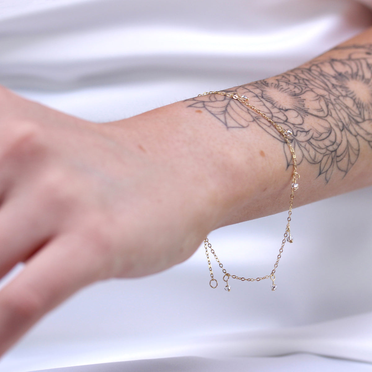 9 Karat Gold 20,5 cm Verlängerungs Armband mit Klar Anhängern