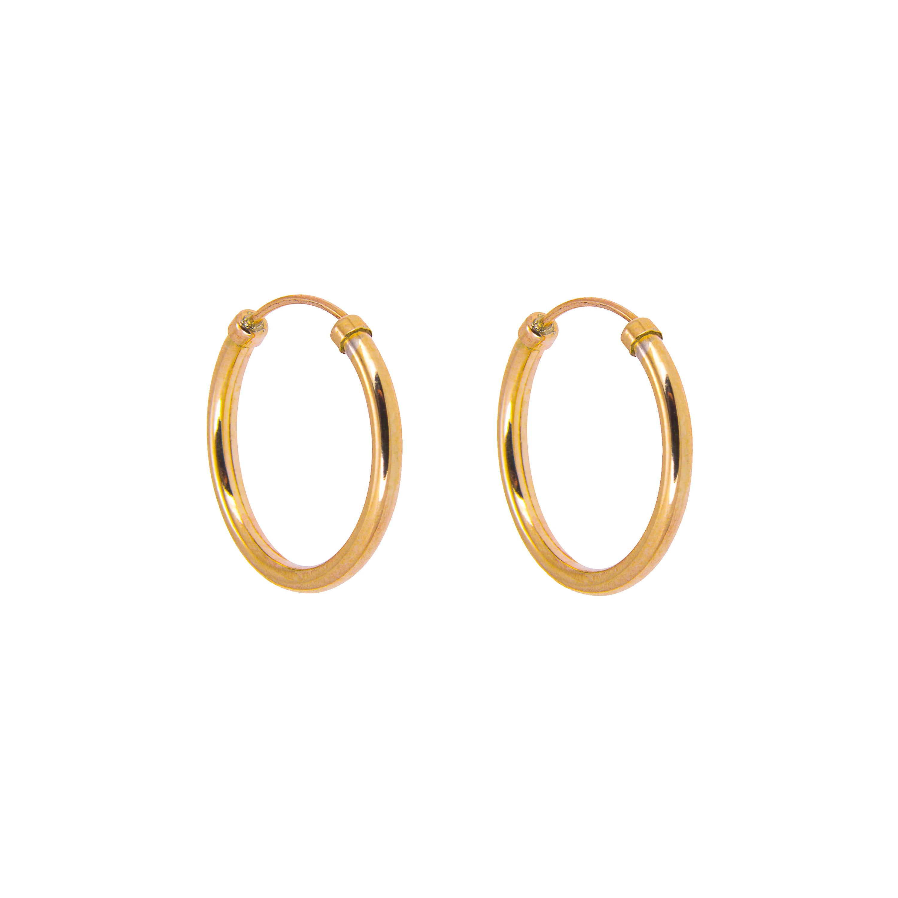 9 Karat Gelbgold 14 mm Kappen Creolen Ohrringe