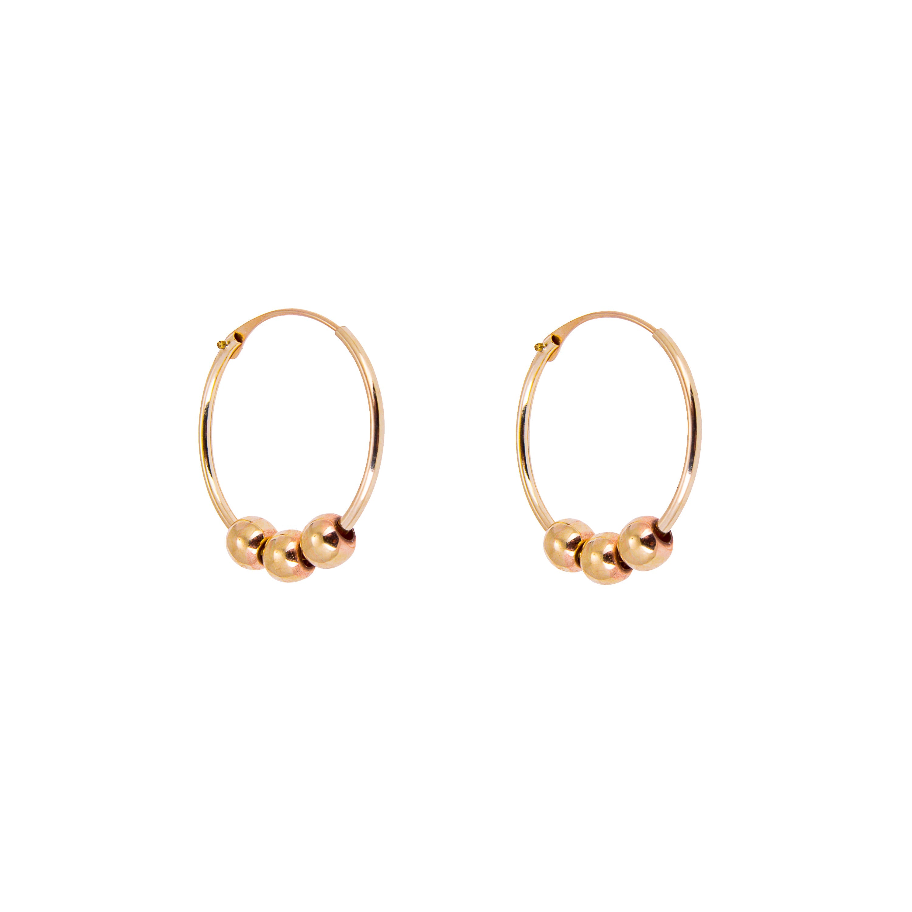 9 Karat Gelbgold 14 mm Creolen Ohrringe mit Anhängern