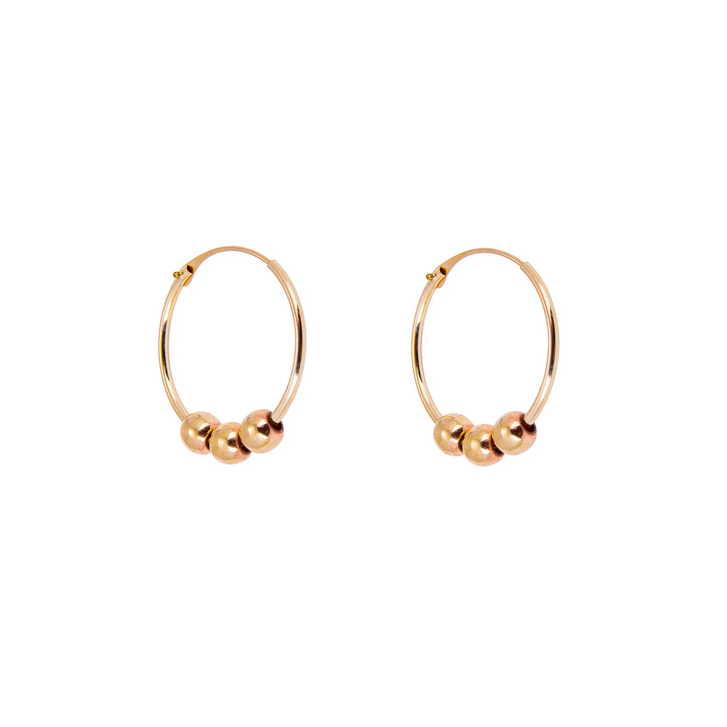 9 Karat Gelbgold 14mm Creolen Ohrringe mit Anhängern