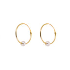 9 Karat Gelbgold Creolen Ohrringe mit Perle