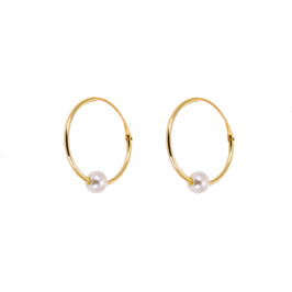 9 Karat Gelbgold Creolen Ohrringe mit Perle