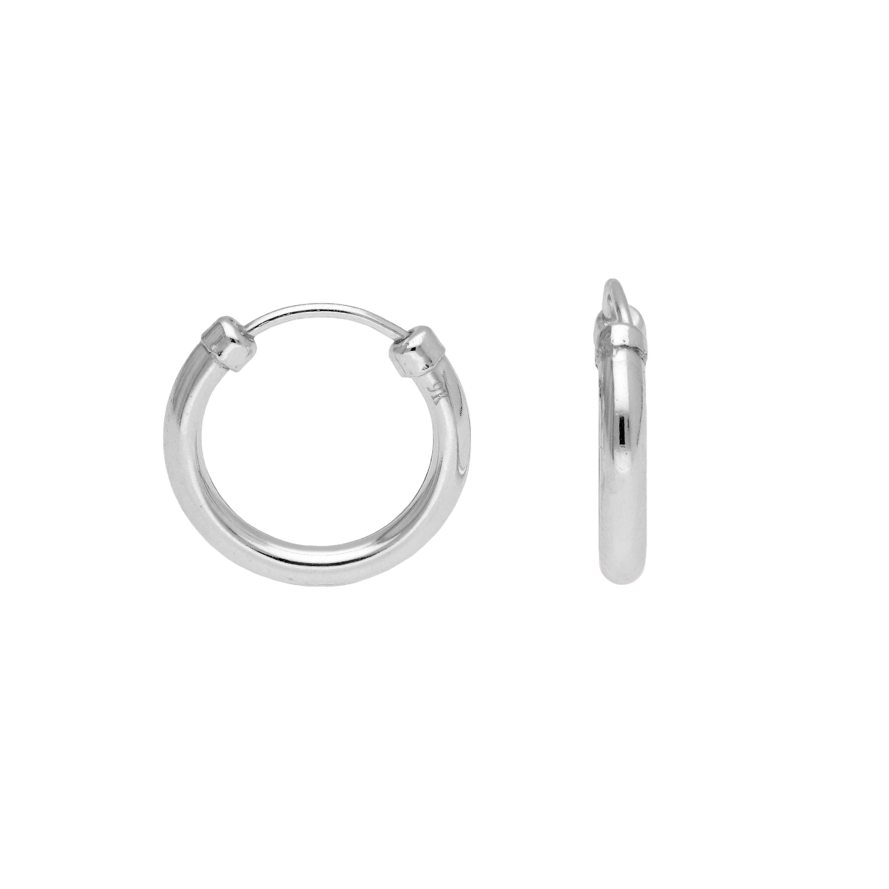 9 Karat Weißgold 12 mm Schläfer Creolen Ohrringe