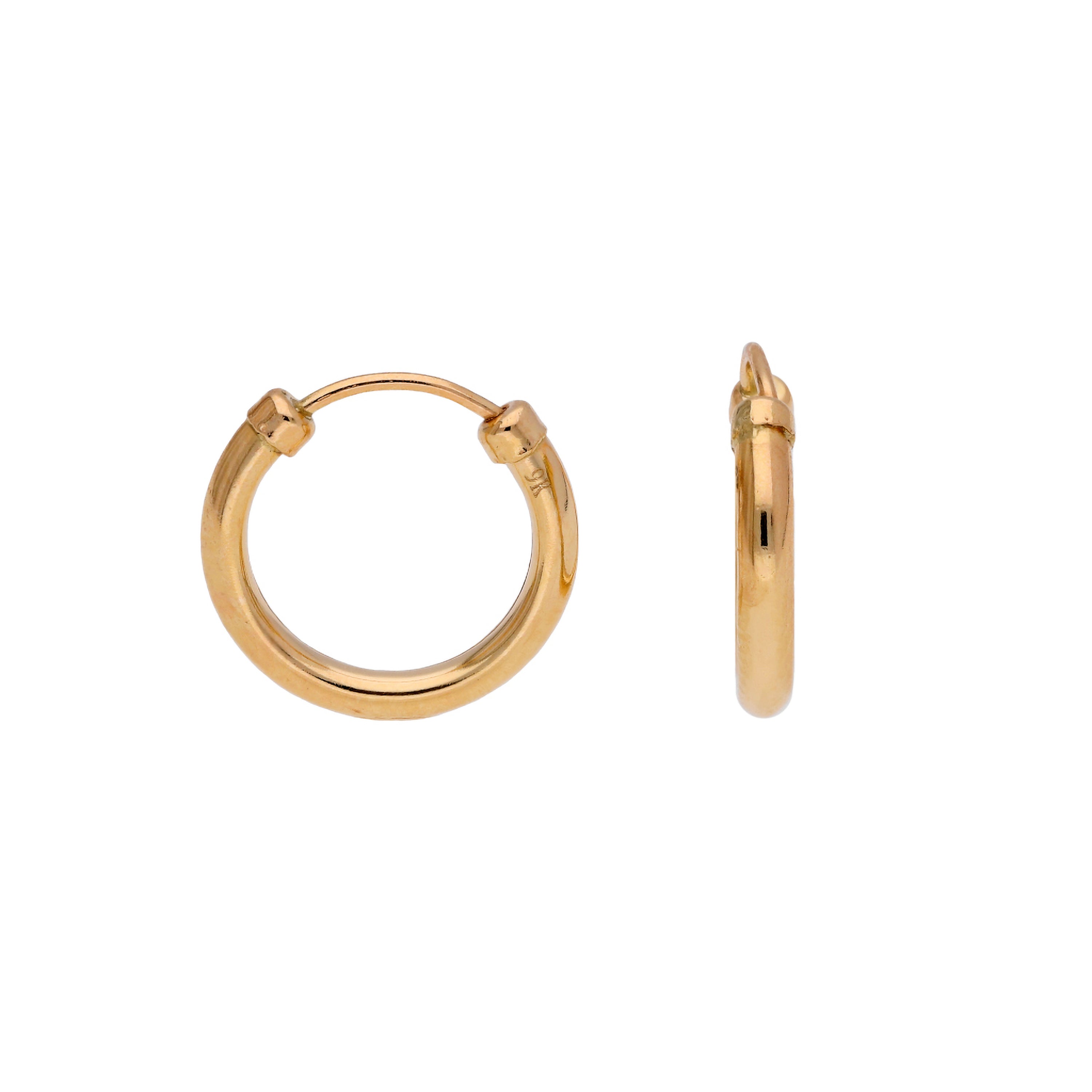 9 Karat Gelbgold Winzig 10 mm Creolen Ohrringe