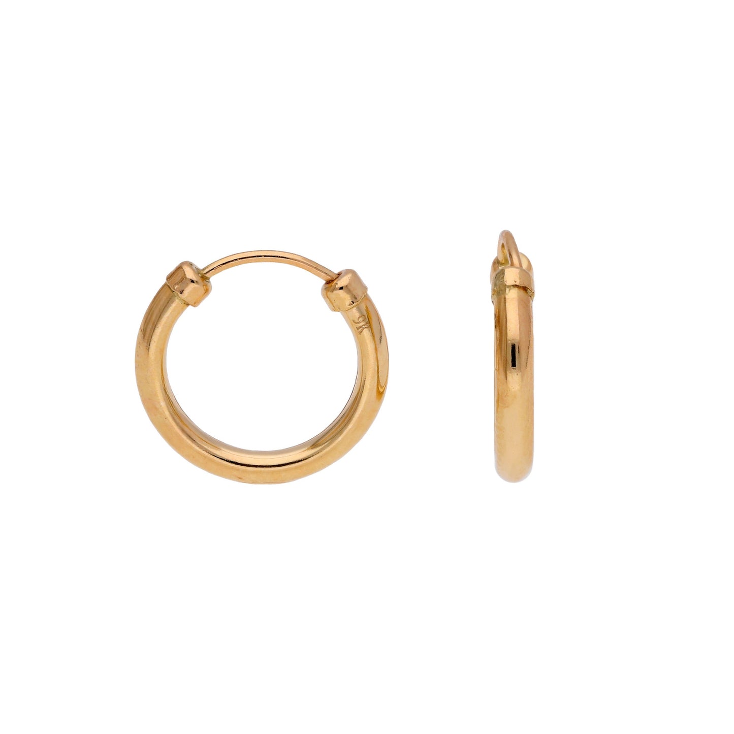 9 Karat Gelbgold Winzig 10mm Creolen Ohrringe 