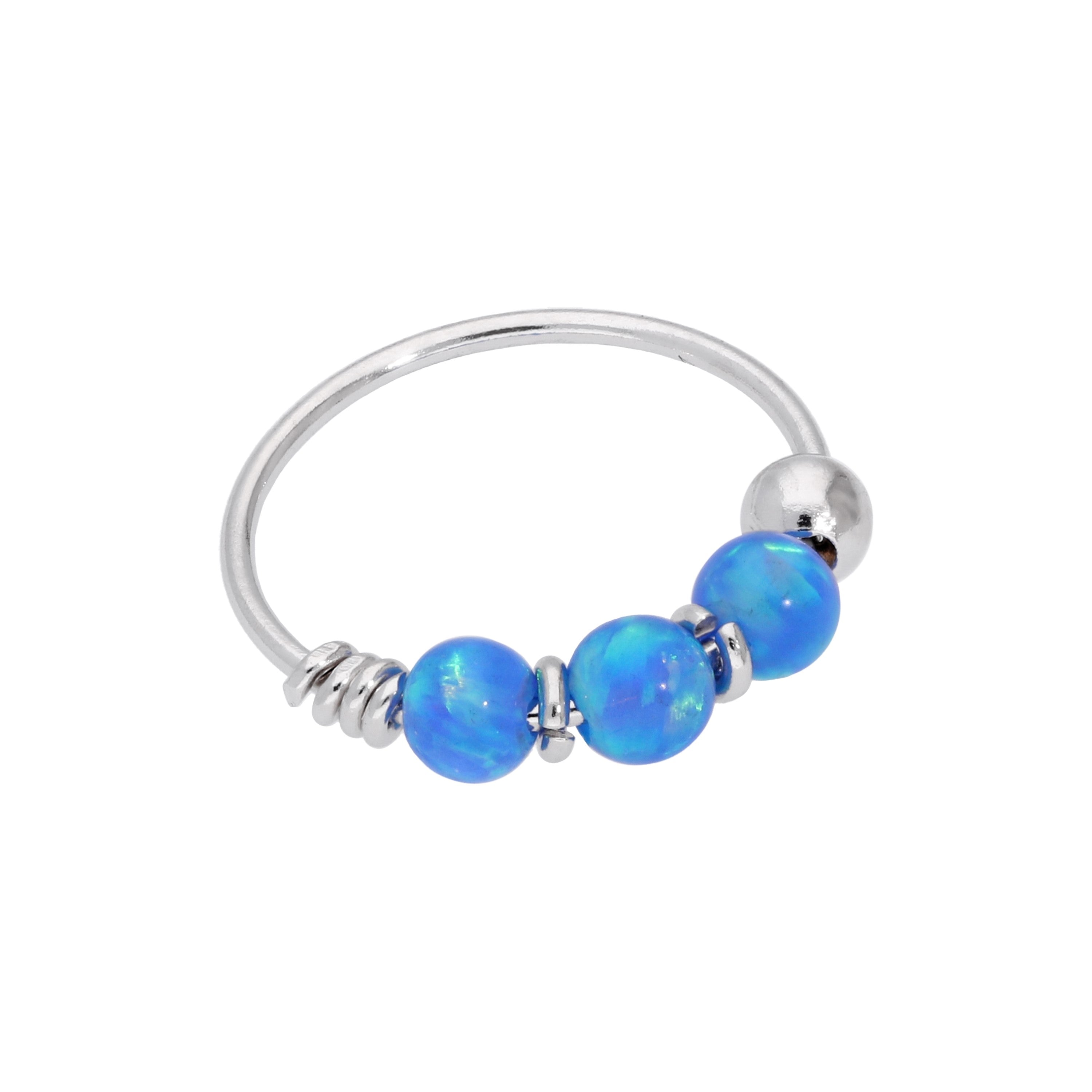 9 Karat Weiß & Opal Perlen Nasenring
