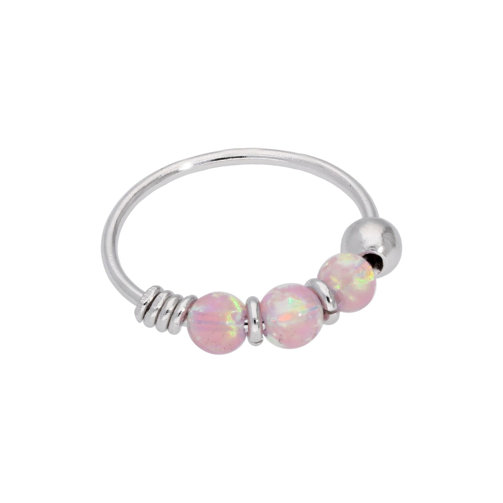 9 Karat Weiß & Opal Perlen Nasenring