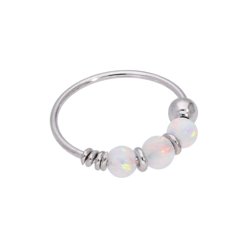 9 Karat Weiß & Opal Perlen Nasenring