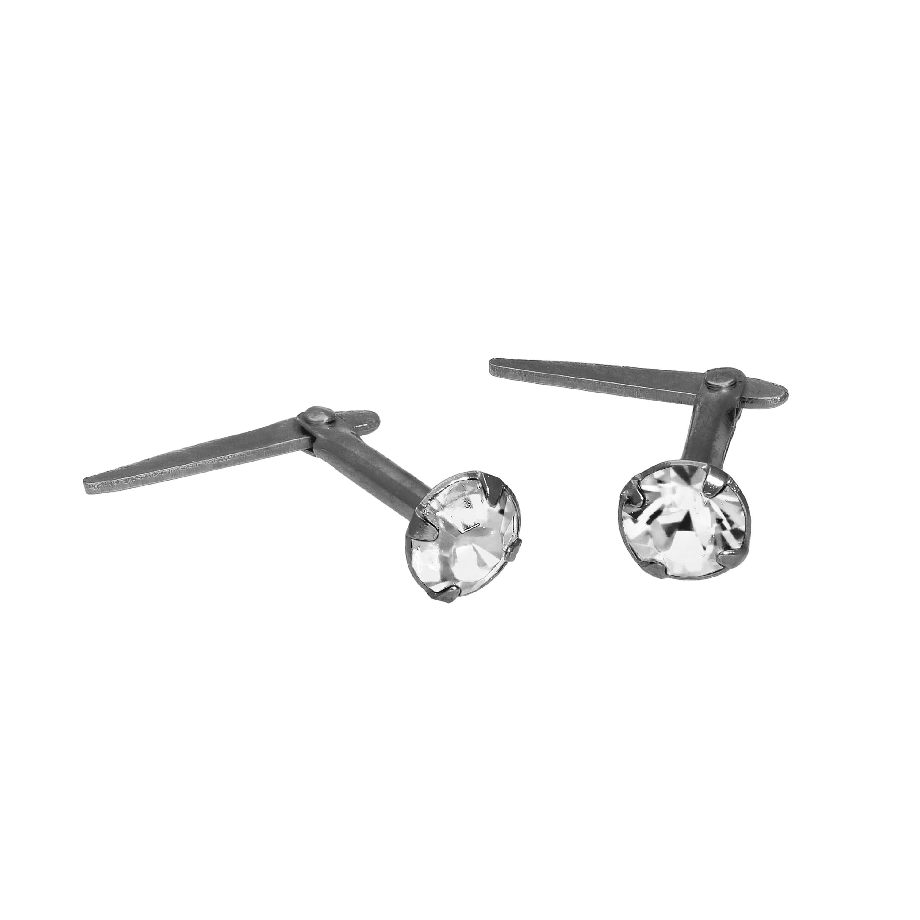 Sterlingsilber Rhodiniert Schwarz & 3 mm Klar CZ Kristall Andralok Ohrstecker