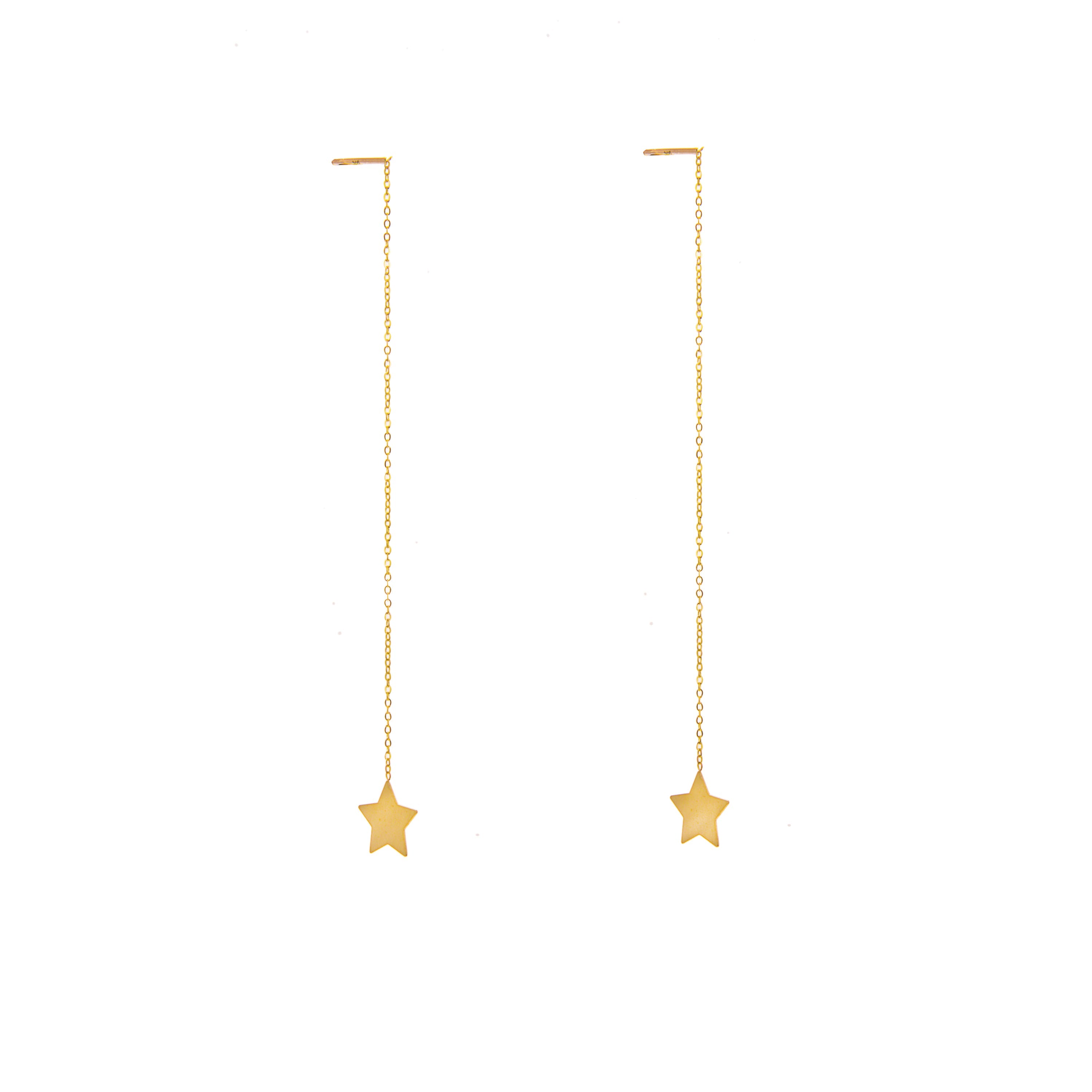 9 Karat Gold Stern Durchzieher Ohrringe