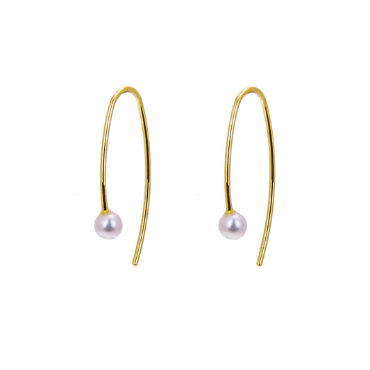 9ct Gold 3mm Freshwater Pearl Pull Through Wire Earrings