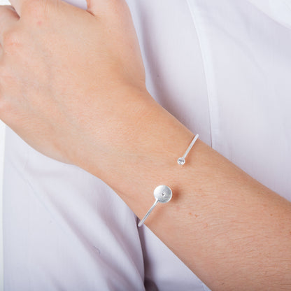 Sterlingsilber 55mm Gebürstet Sterlingsilber & CZ Kristall Armreif