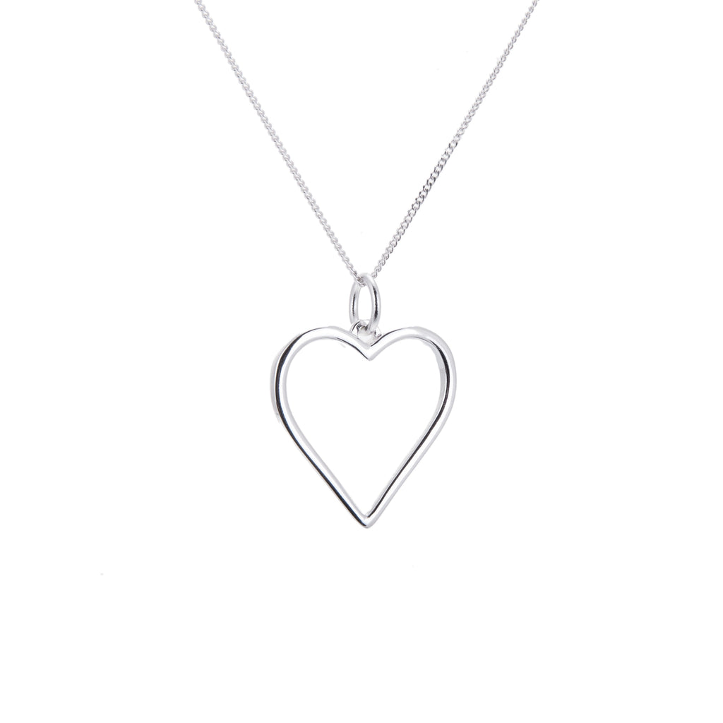 Halskette aus Sterlingsilber mit großem Herzumriss, 35-70 cm