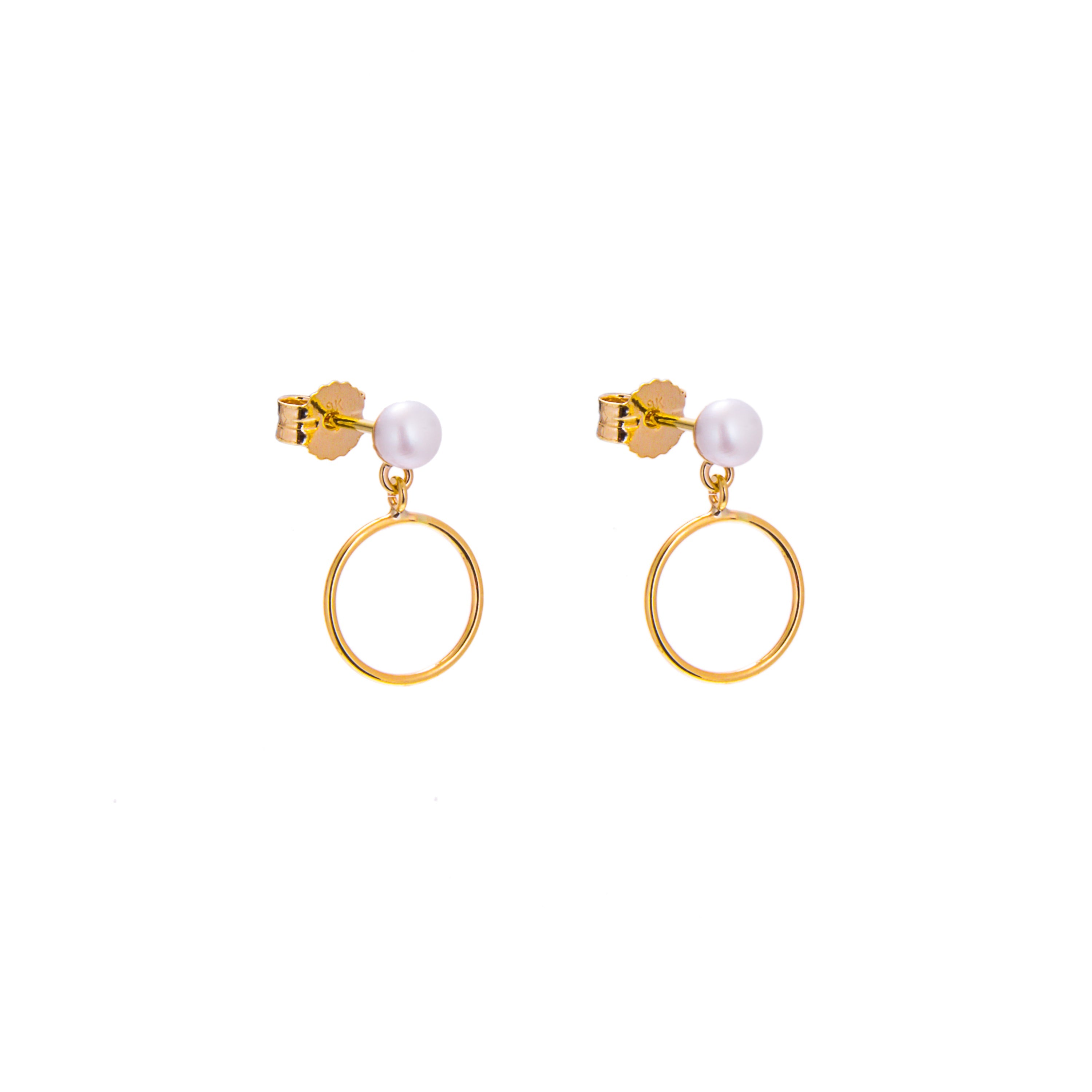 9 Karat Gold Süßwasserperle Hänge Ohrstecker