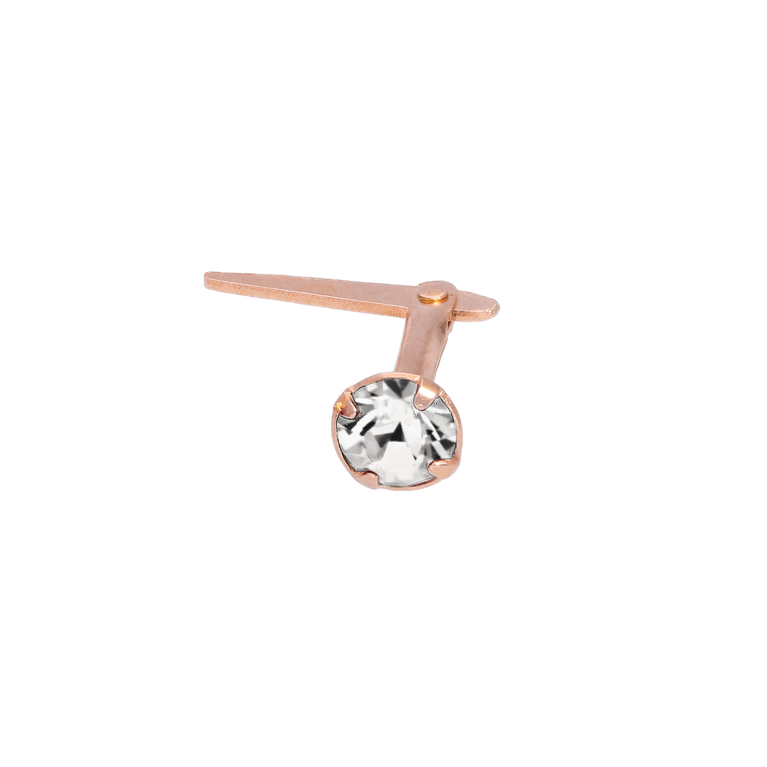 Rosévergoldetes Sterlingsilber 3 mm CZ Kristall Andralok Nasenstecker