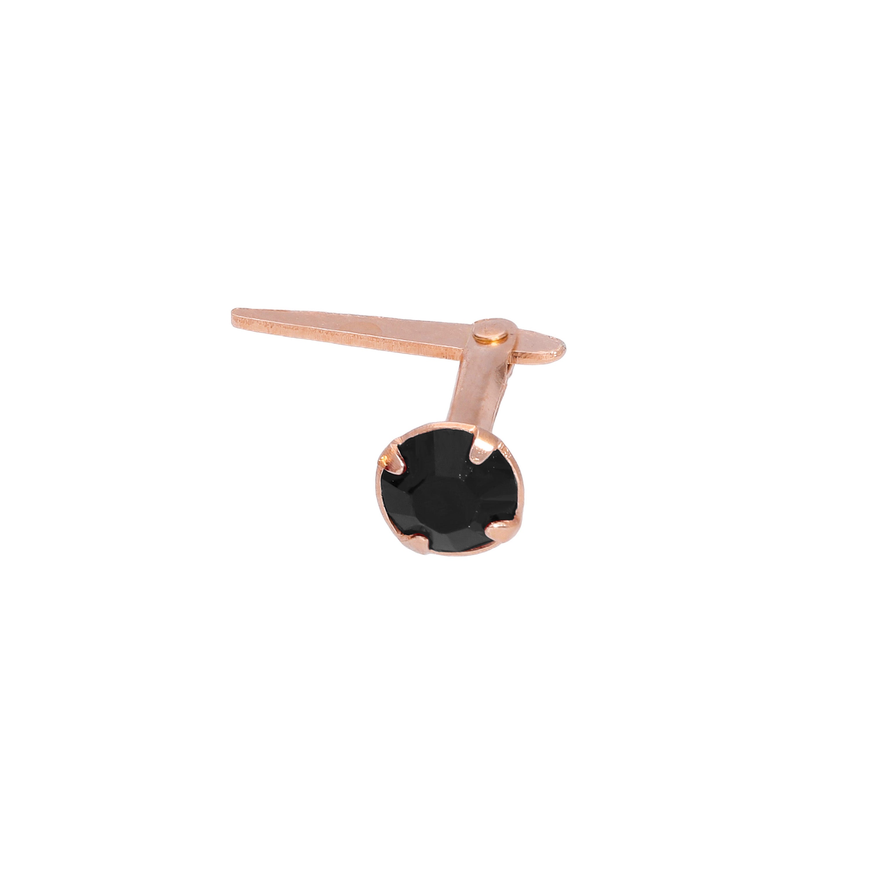 Rosévergoldetes Sterlingsilber 3 mm CZ Kristall Andralok Nasenstecker