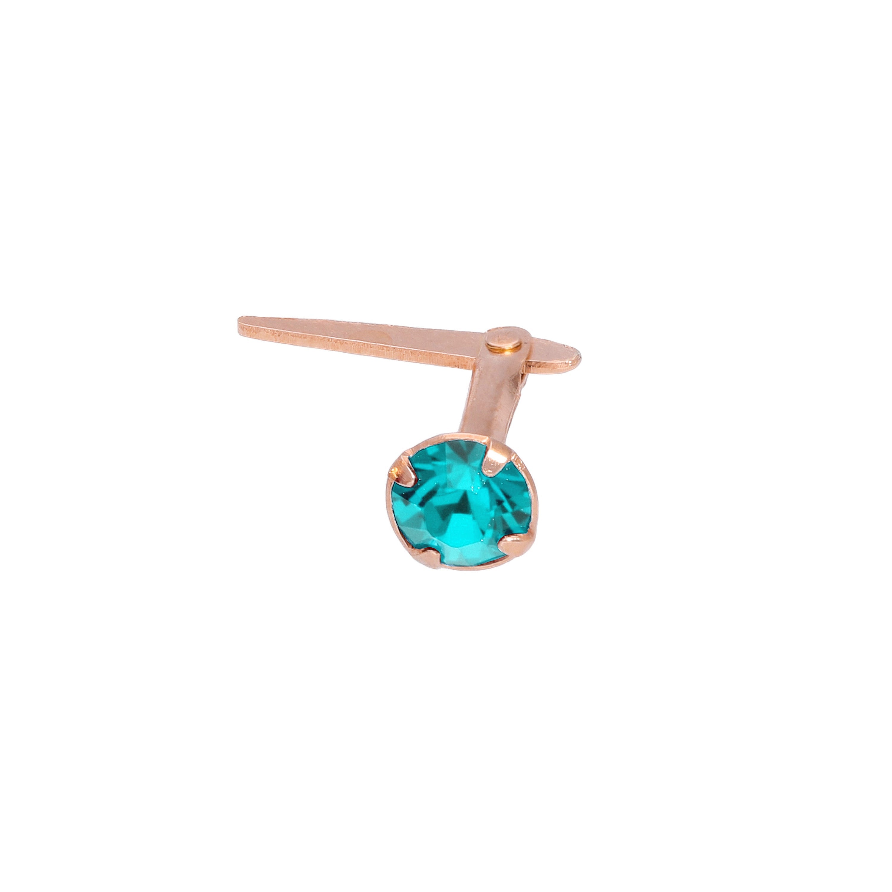 Rosévergoldetes Sterlingsilber 3 mm CZ Kristall Andralok Nasenstecker