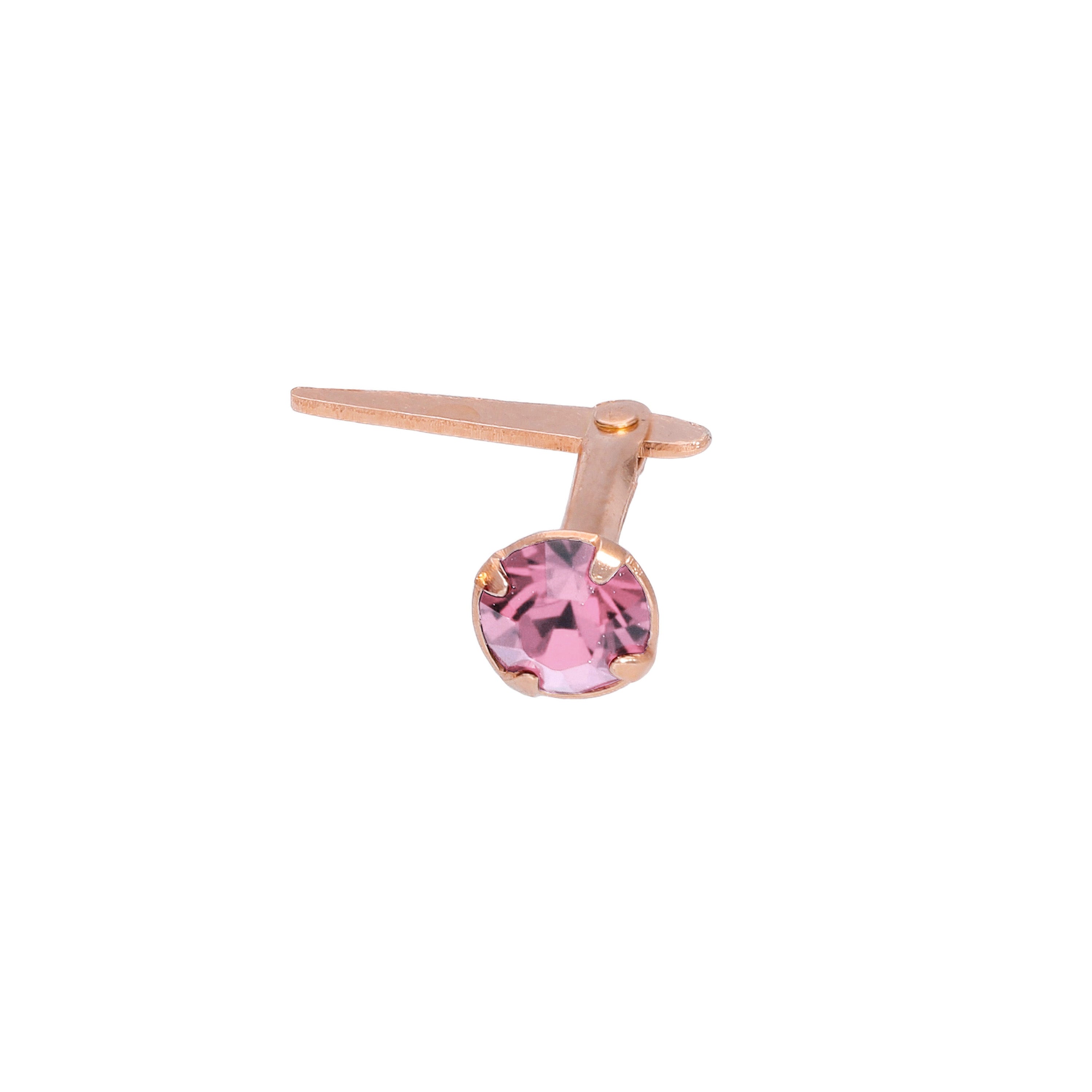 Rosévergoldetes Sterlingsilber 3 mm CZ Kristall Andralok Nasenstecker
