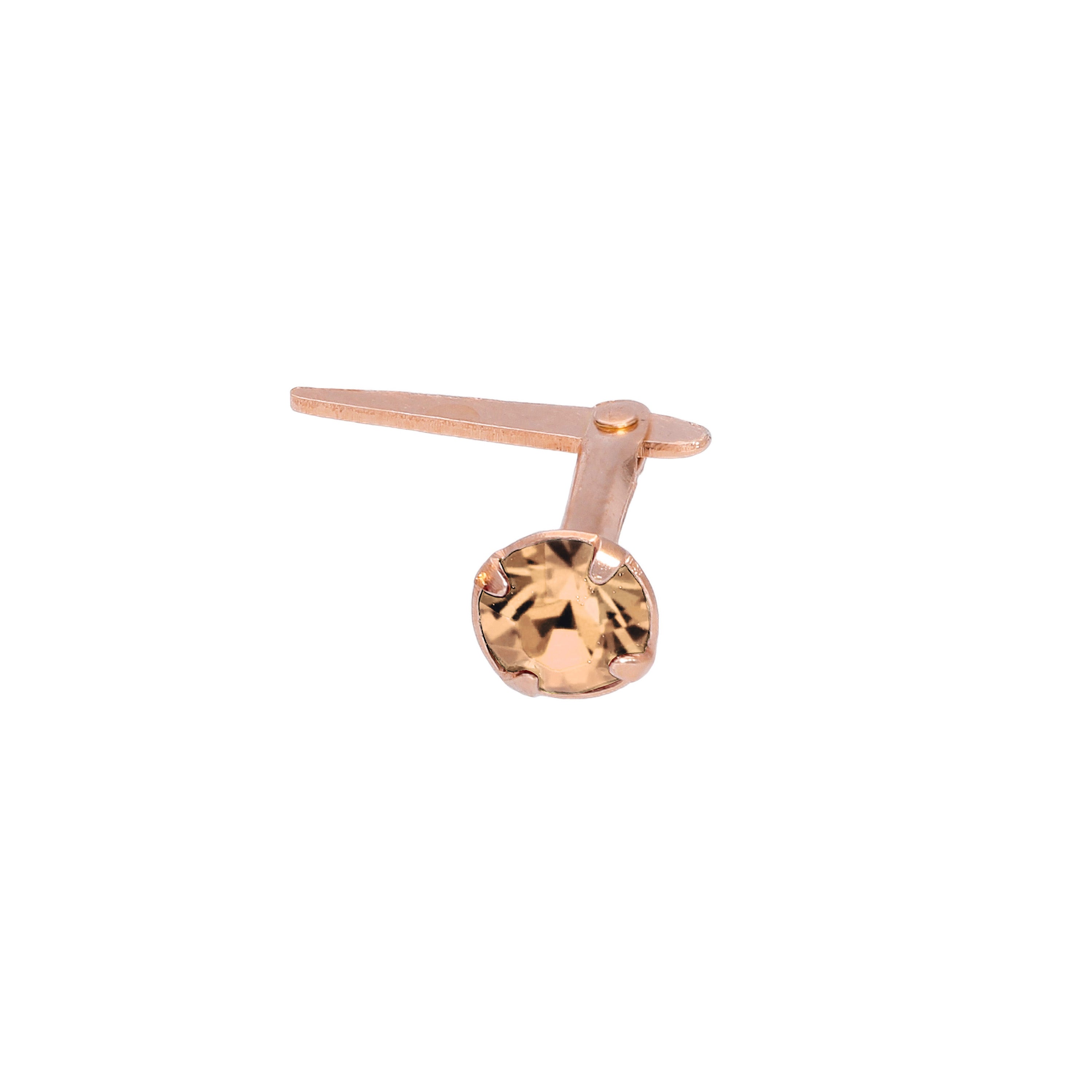 Rosévergoldetes Sterlingsilber 3 mm CZ Kristall Andralok Nasenstecker