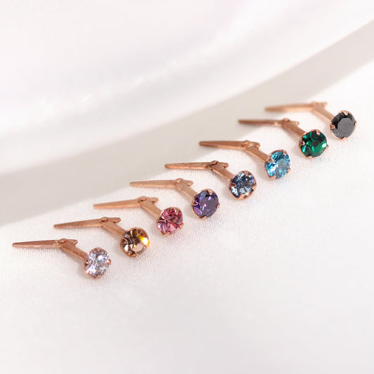 Rose vergoldetes Sterling Silber 3mm CZ Kristall Andralok Nasenstecker