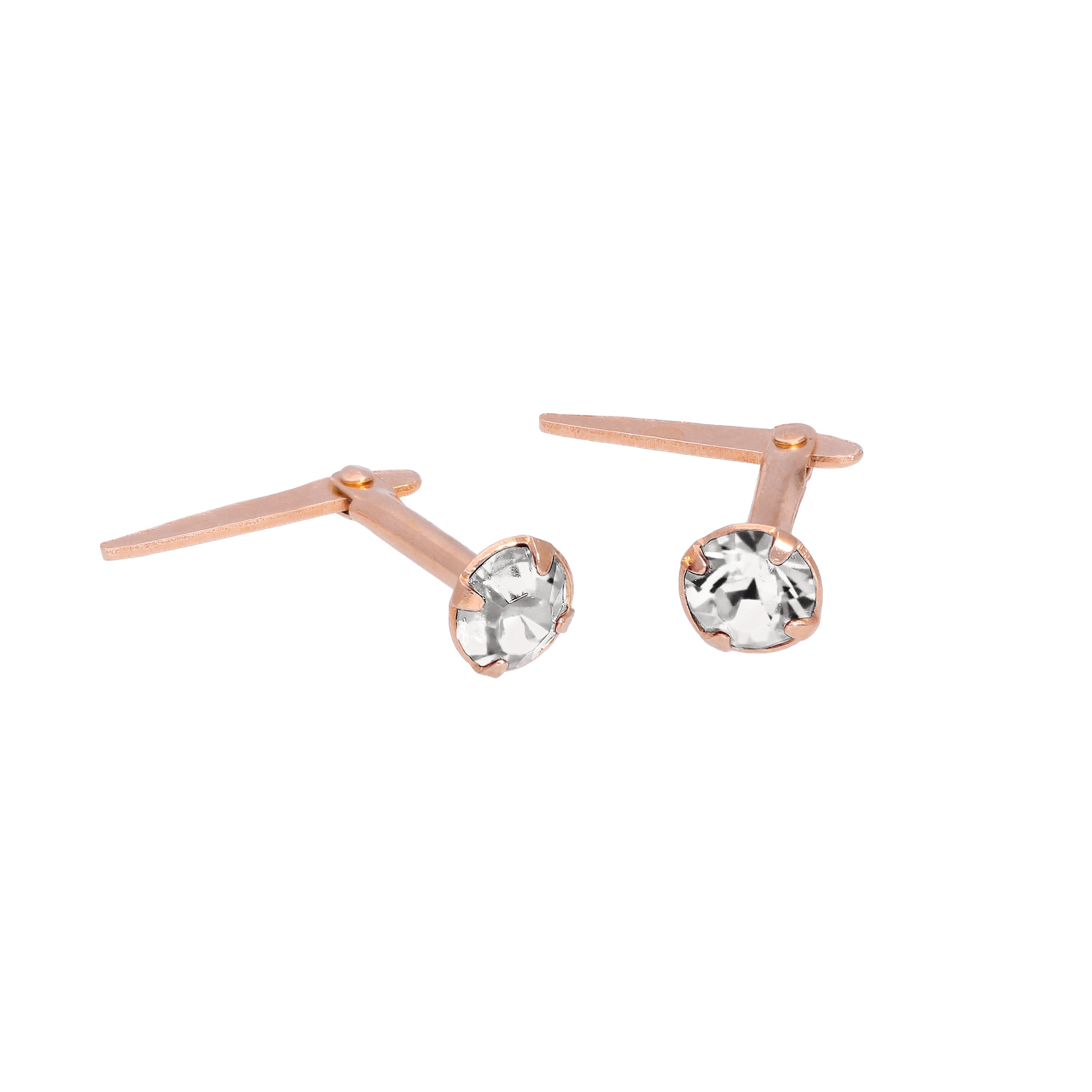 Rosévergoldetes Sterlingsilber 3 mm CZ Kristall Andralok Ohrstecker