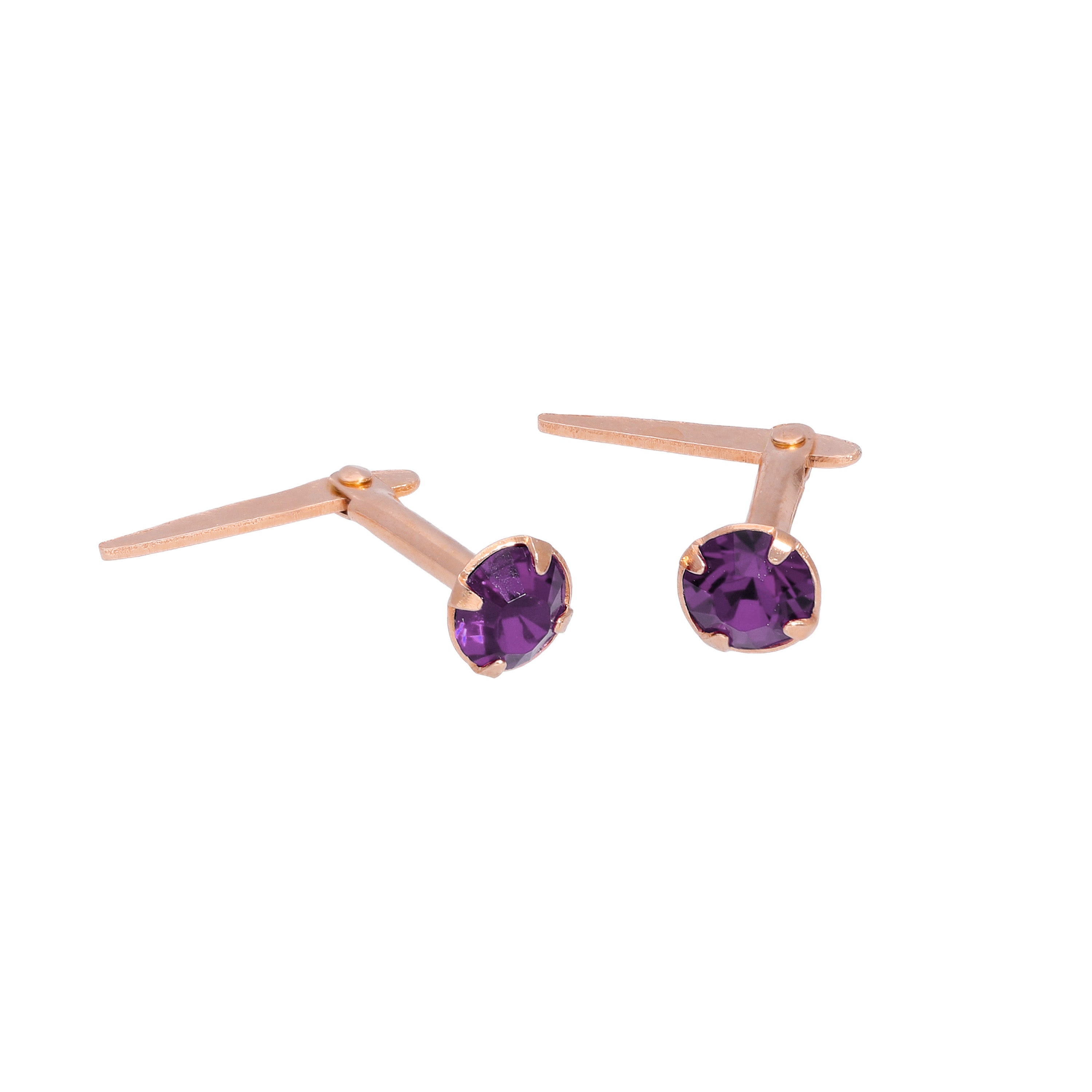 Rosévergoldetes Sterlingsilber 3 mm CZ Kristall Andralok Ohrstecker