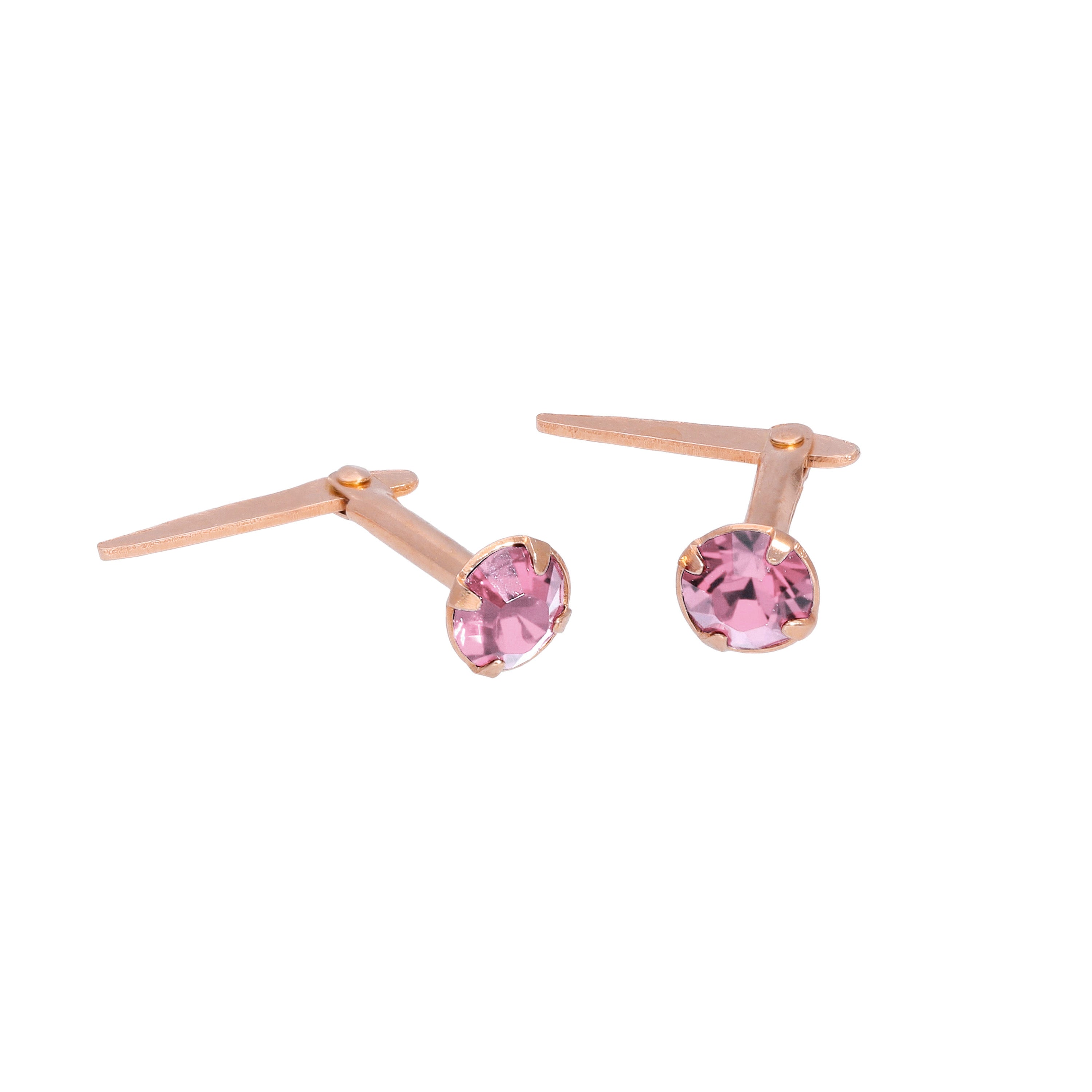 Rosévergoldetes Sterlingsilber 3 mm CZ Kristall Andralok Ohrstecker