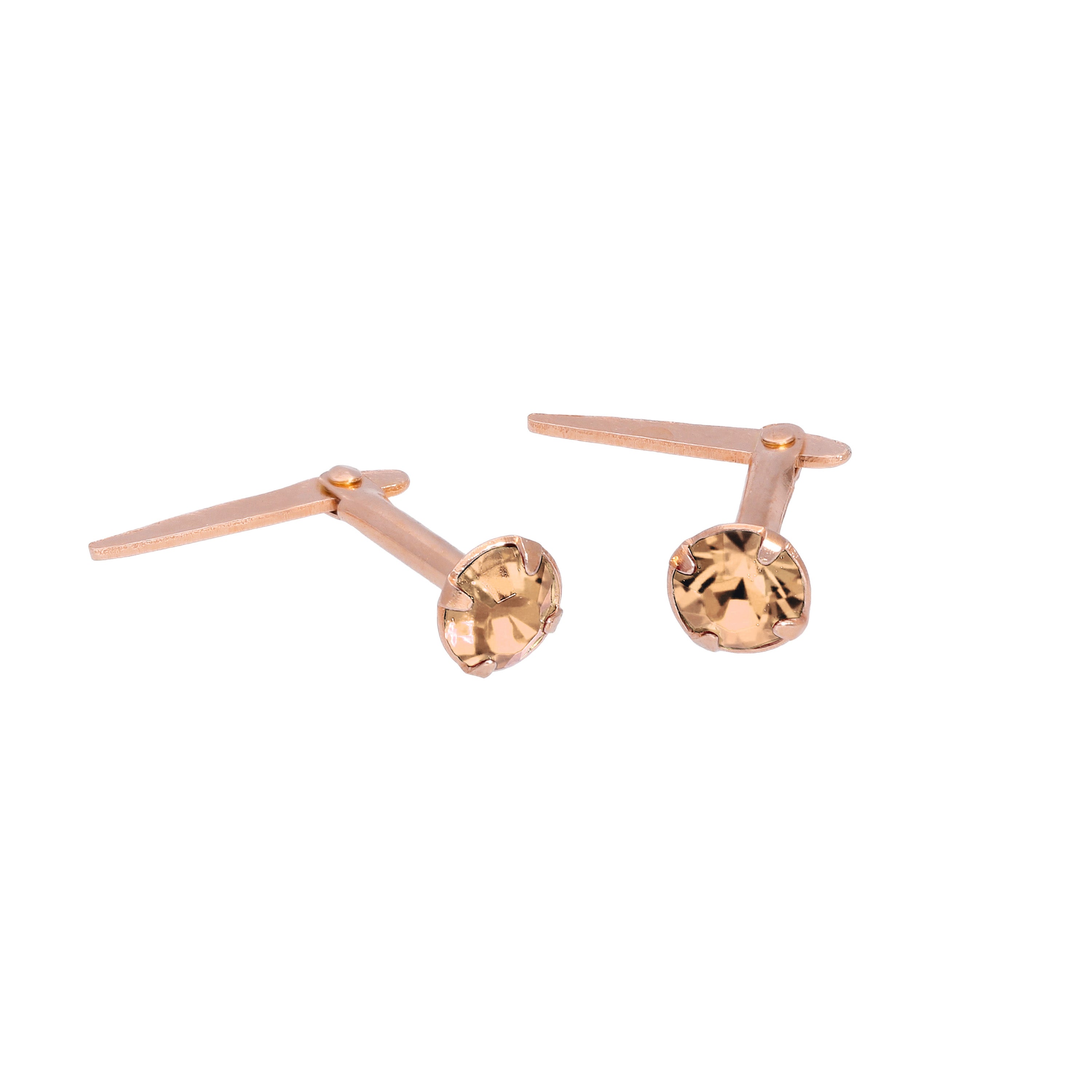Rosévergoldetes Sterlingsilber 3 mm CZ Kristall Andralok Ohrstecker