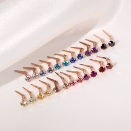 Rosévergoldetes Sterlingsilber 3 mm CZ Kristall Andralok Ohrstecker