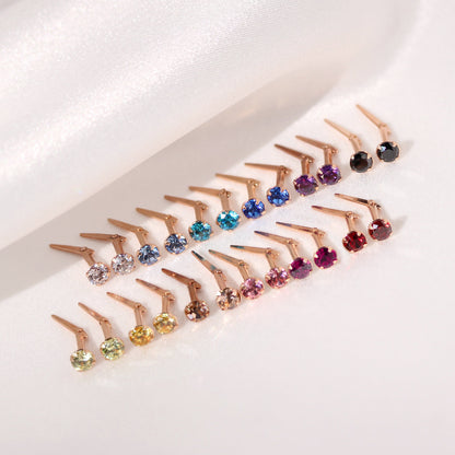 Rose vergoldetes Sterling Silber 3mm CZ Kristall Andralok Ohrstecker