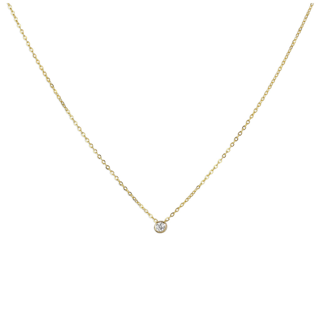 9 Karat Gold Überschliff 0,03 Karat Diamant 40,5 cm Halskette