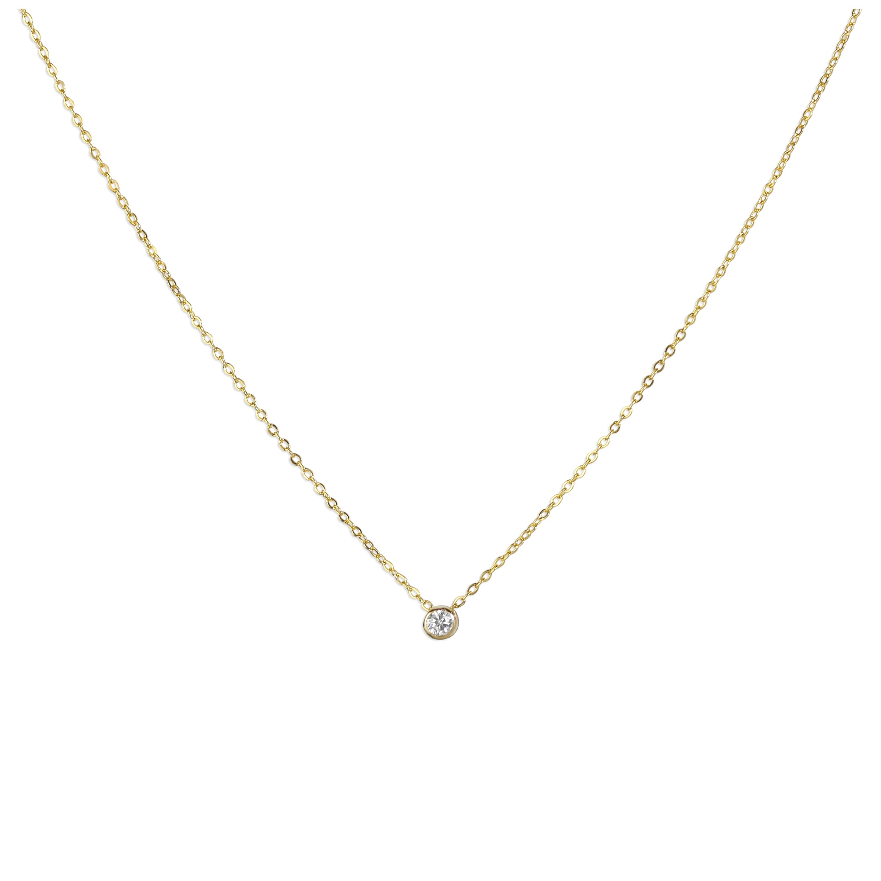 9 Karat Gold Überschliff 0,03 Karat Diamant 40,5 cm Halskette