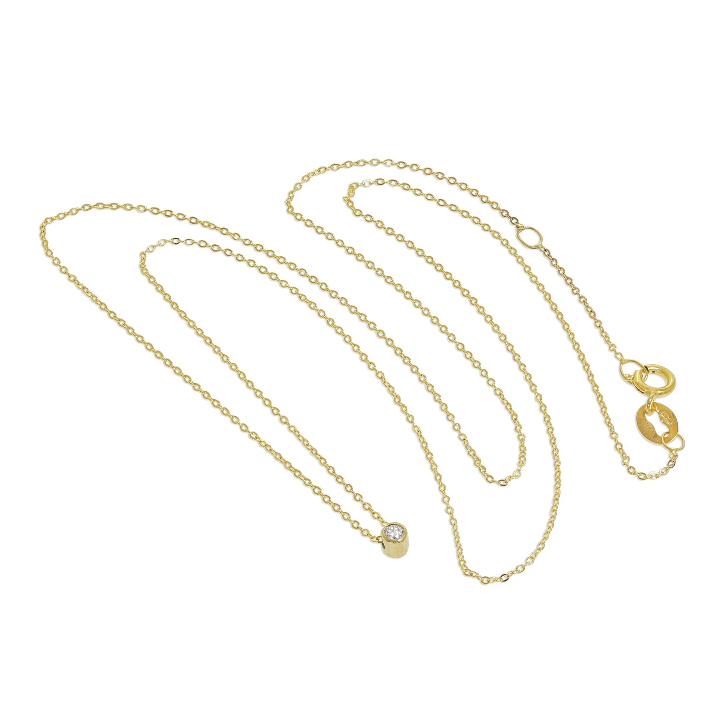 9 Karat Gold Überschliff 0,03ct Diamant 40,5cm Halskette