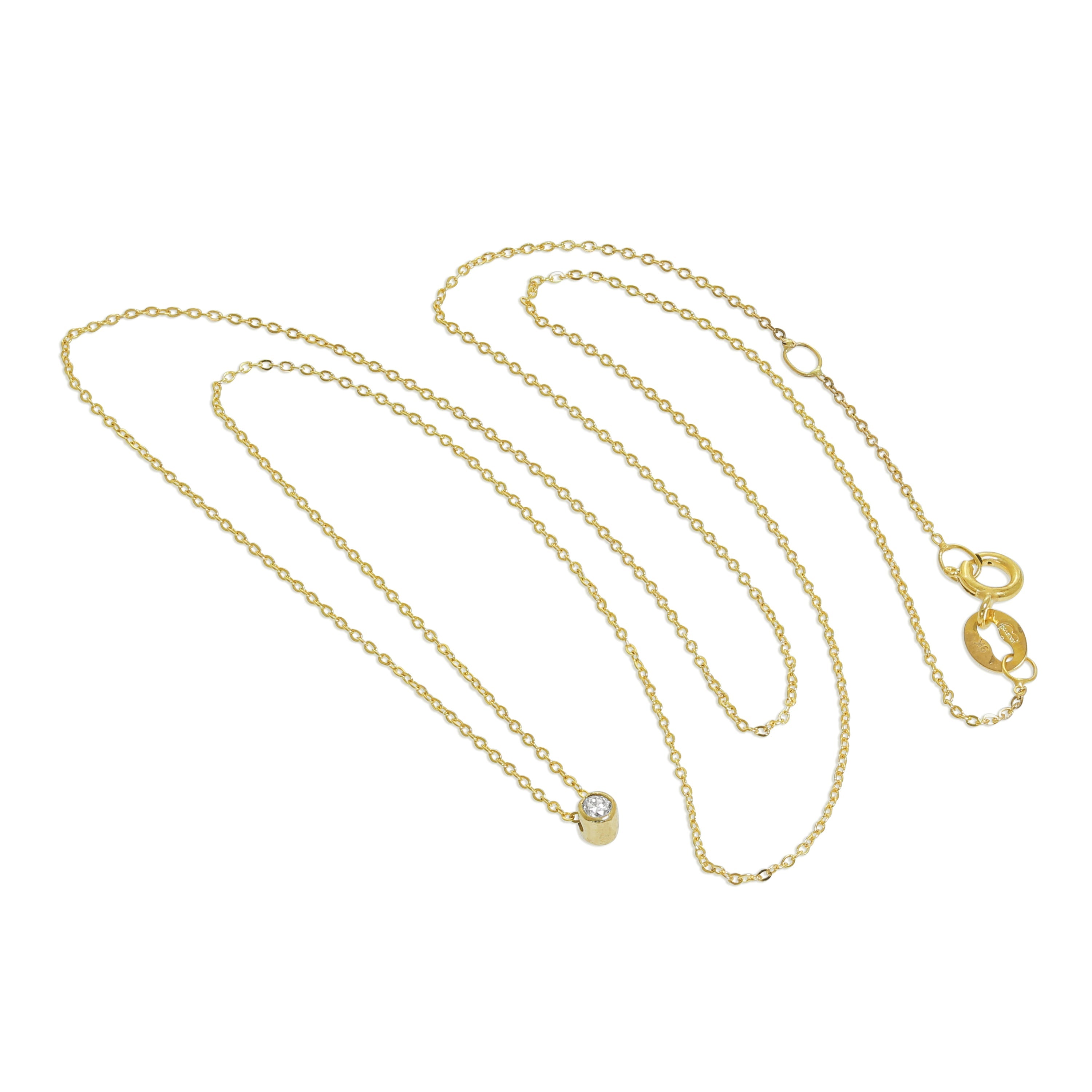 9 Karat Gold Überschliff 0,03 Karat Diamant 40,5 cm Halskette