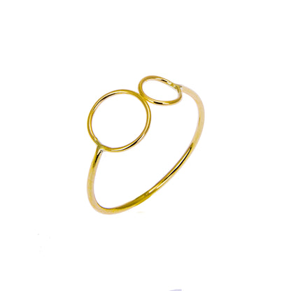 9 Karat Gelbgold Offen Zweifach Kreis Größenverstellbar Ring