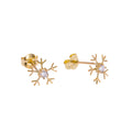 9 Karat Gold Schneeflocke Klar CZ Kristall Ohrstecker