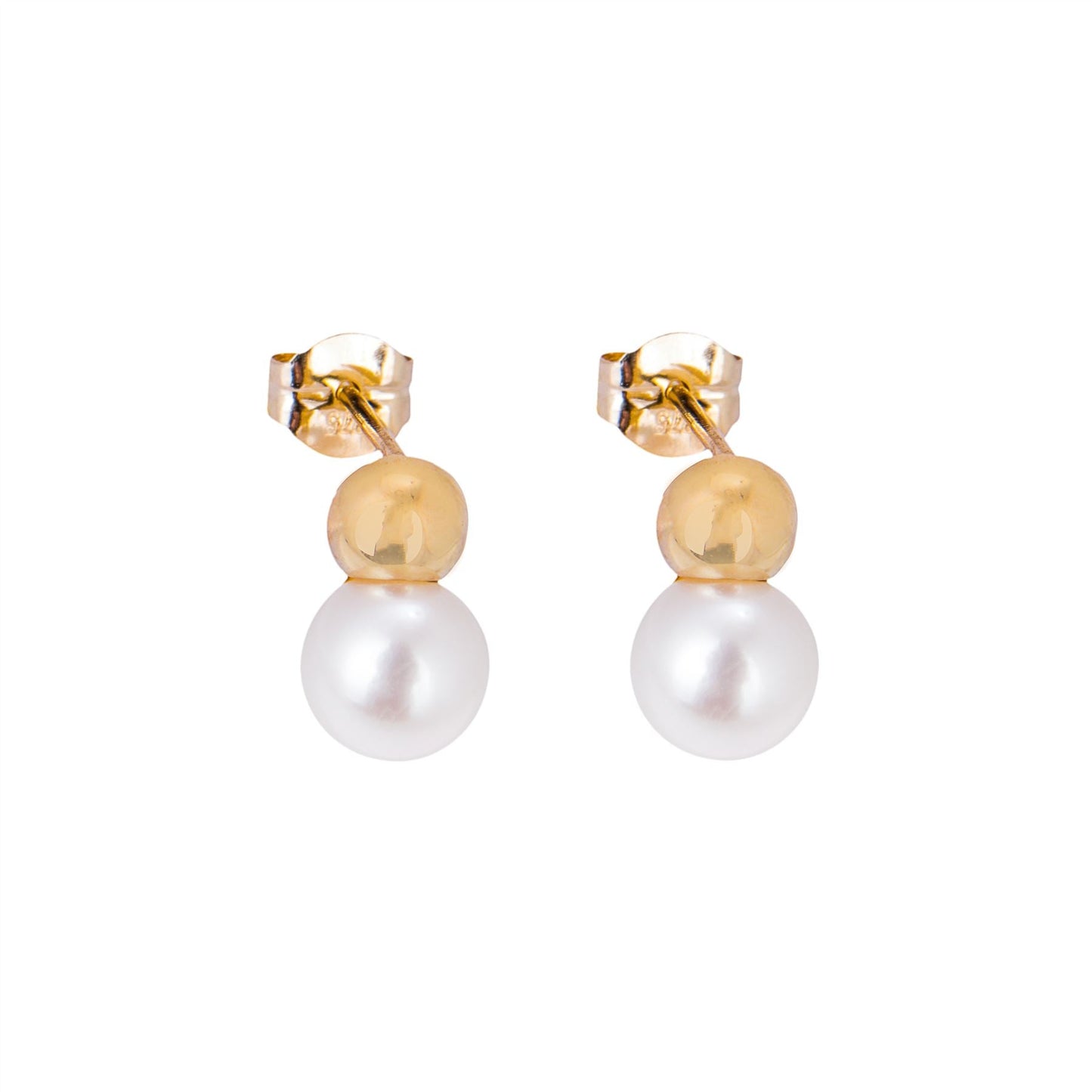 9ct Gold Ball Freshwater Pearl Stud Earrings