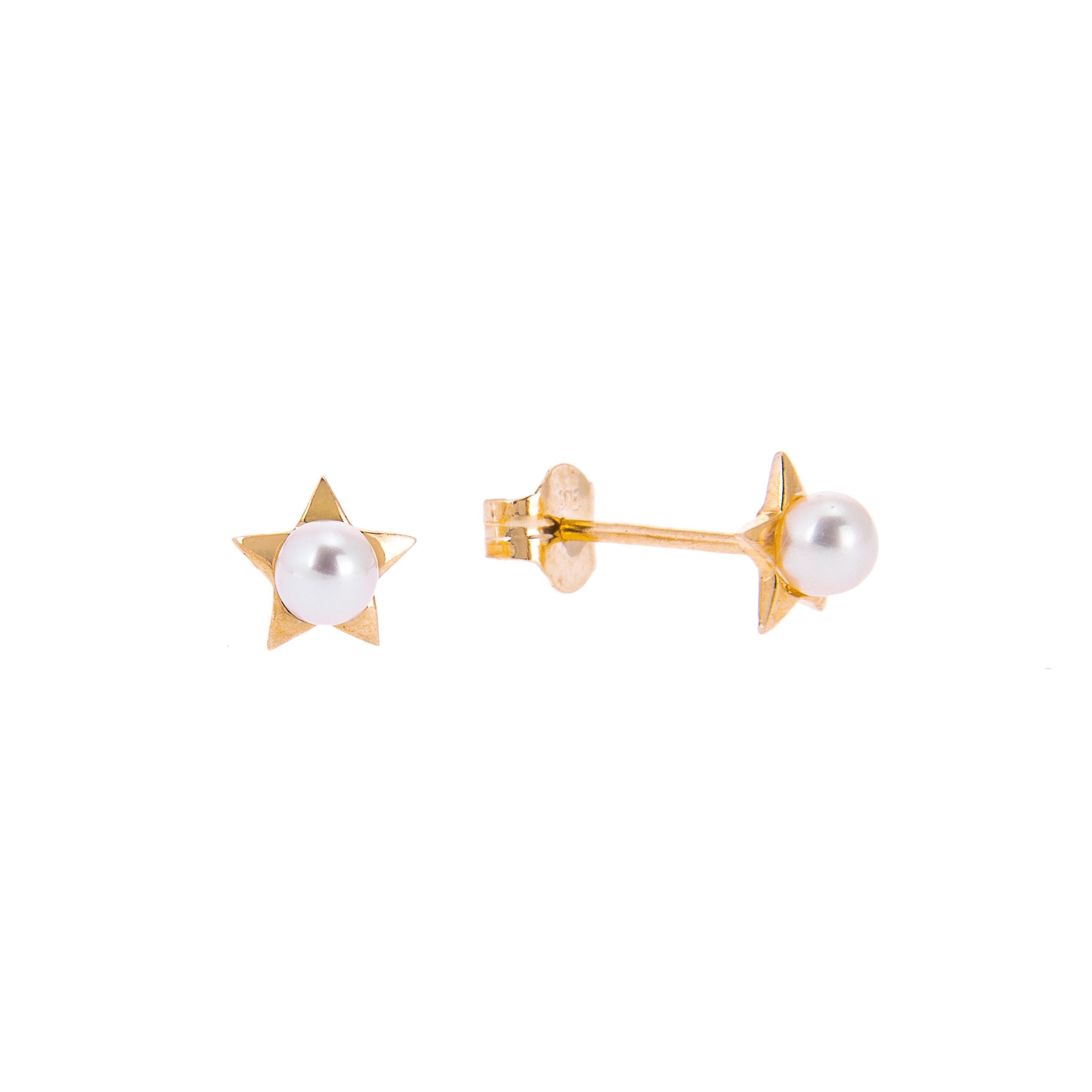 9 Karat Gold Stern Süßwasserperle Ohrstecker