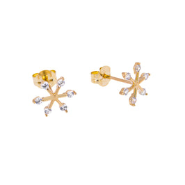 9 Karat Gold Klar CZ Kriatall Schneeflocke Ohrstecker