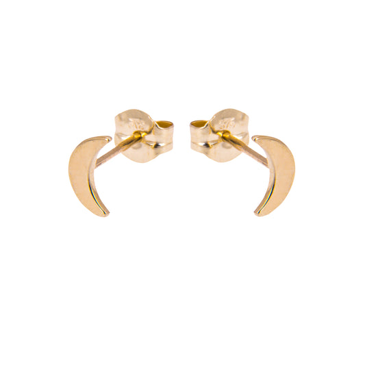 9 Karat Gold Flach Mond Ohrstecker
