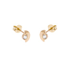 9 Karat Gold Klar CZ Kristall Minimalismus Halbkreis Ohrstecker