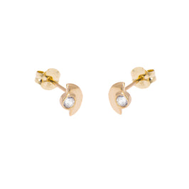 9 Karat Gold Klar CZ Kristall Minimalismus Halbkreis Ohrstecker