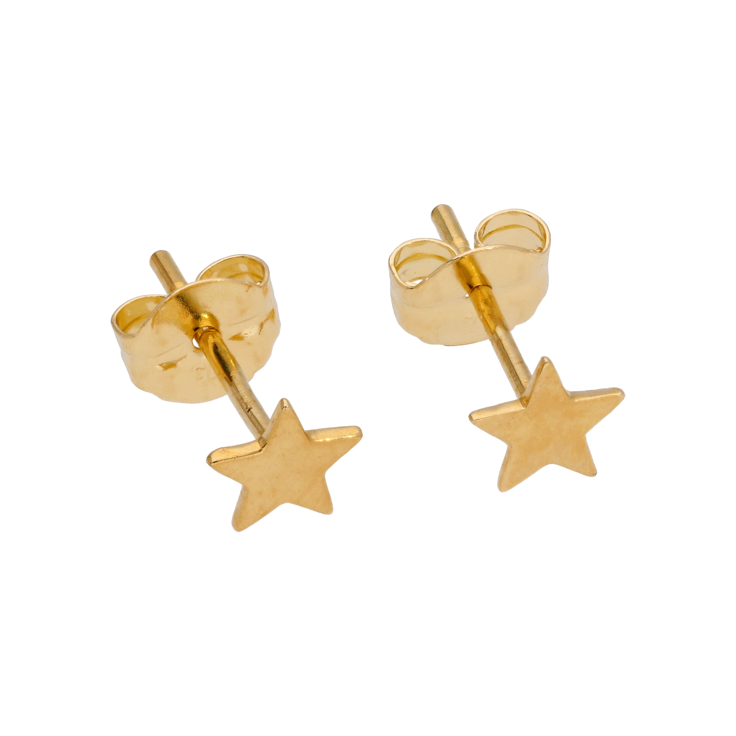 9 Karat Gold Flach Stern Ohrstecker